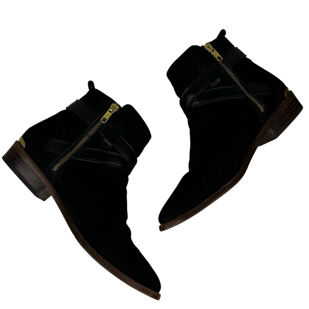 Coach Leoda Ankle Boots Black 7.5 Nubuck Gold - Picture 11 of 14